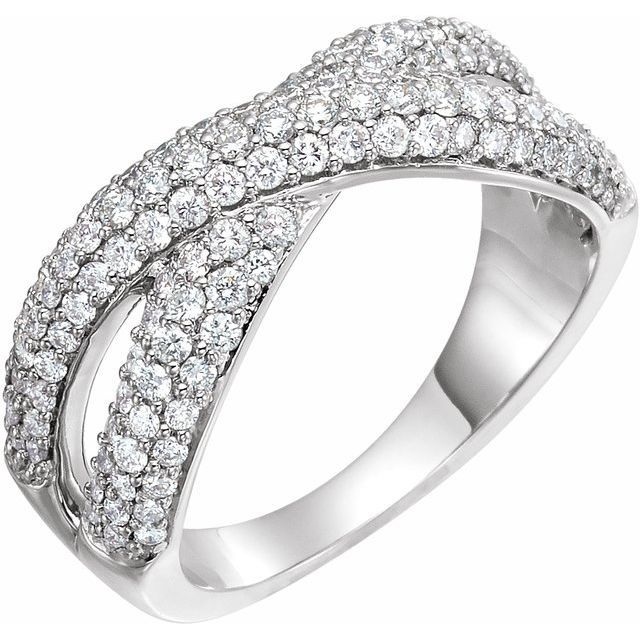 14K White 1 CTW Natural Diamond Criss-Cross Ring-