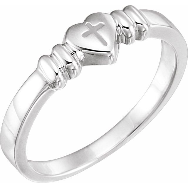 Heart & Cross Chastity Ring-10kt White Gold-4-