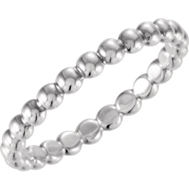 Beaded Stackable Ring-14kt White Gold-5-
