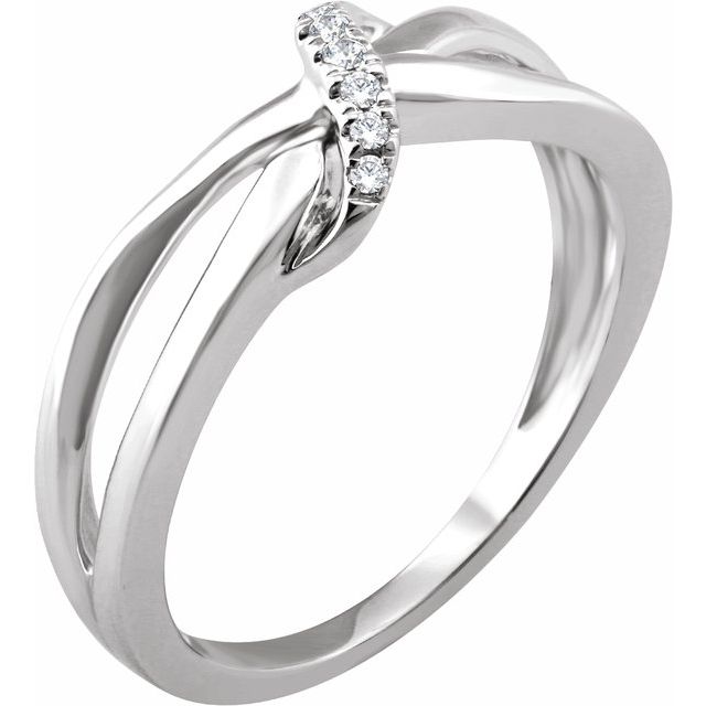 14K White .05 CTW Natural Diamond Negative Space Ring-