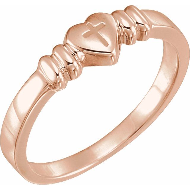 Heart & Cross Chastity Ring-10kt Rose Gold-4-