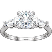 14K White Cubic Zirconia & 1/4 CTW Diamond Sculptural-Inspired Engagement Ring