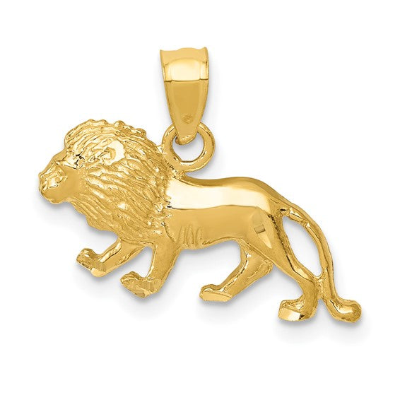 14K Diamond-cut Lion Pendant