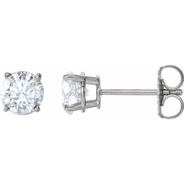 1 CTW Natural Diamond Stud Earrings-14kt White Gold-5mm-