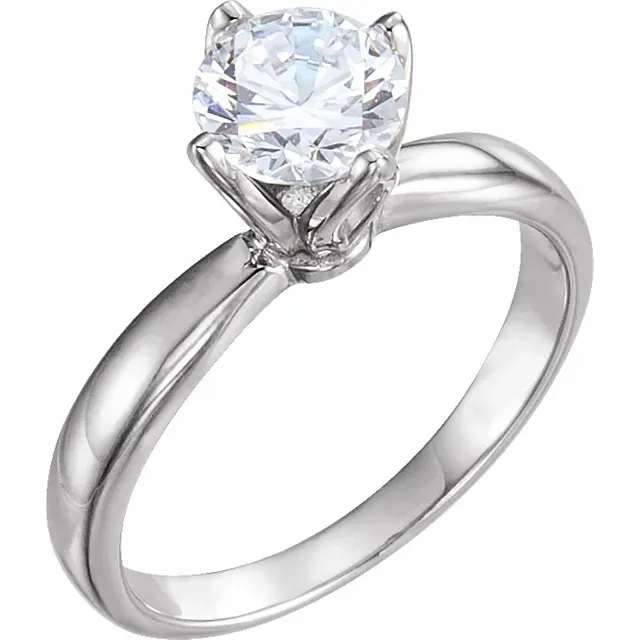14K White 1/2 CTW Diamond Tulipset? Solitaire Engagement Ring-6-