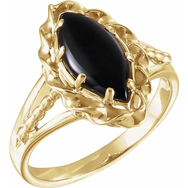 14K Yellow Onyx Rope Ring-