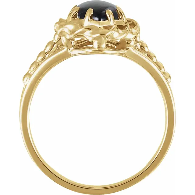 14K Yellow Onyx Rope Ring-