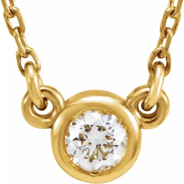 14K Yellow 1/10 CT Diamond Solitaire 18" Necklace-