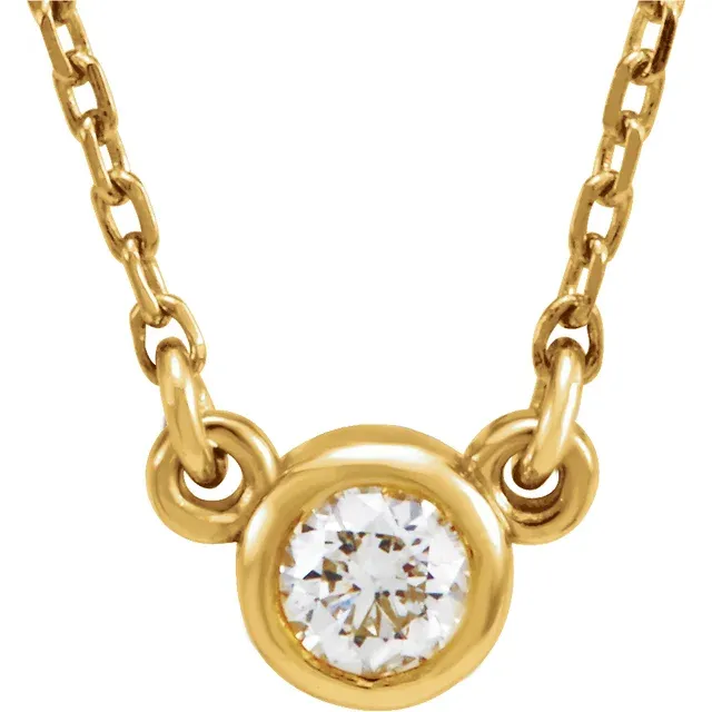 14K Yellow 1/10 CT Diamond Solitaire 18" Necklace-
