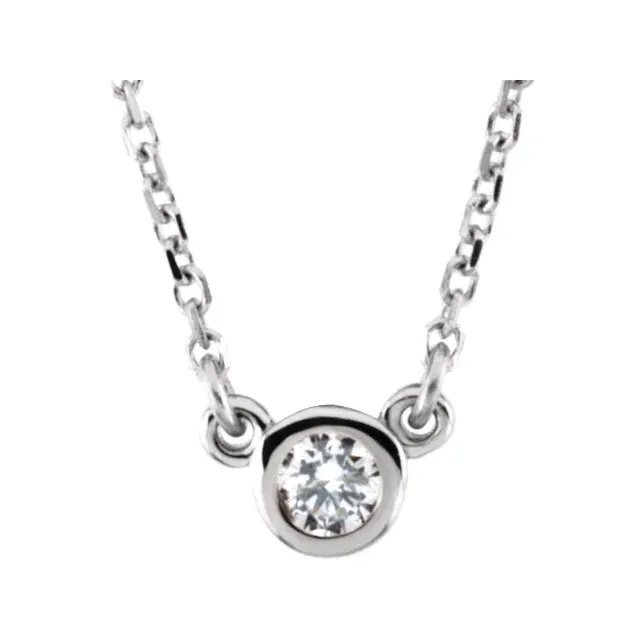 14K White 1/4 CT Diamond Solitaire 18" Necklace-