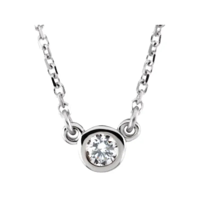 14K White 1/4 CT Diamond Solitaire 18" Necklace