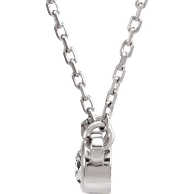 14K White 1/4 CT Diamond Solitaire 18" Necklace-