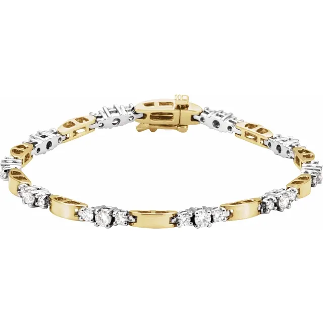 14K Yellow & White 1 3/4 CTW Diamond Line Bracelet-