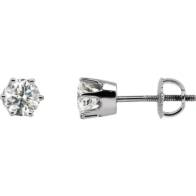 14K White 9/10 CTW Diamond 6-Prong Stud Earrings-