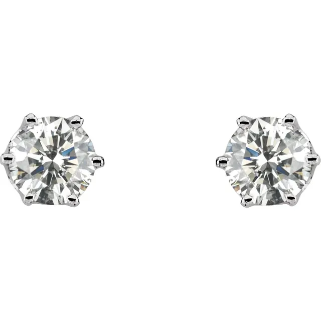 14K White 9/10 CTW Diamond 6-Prong Stud Earrings-