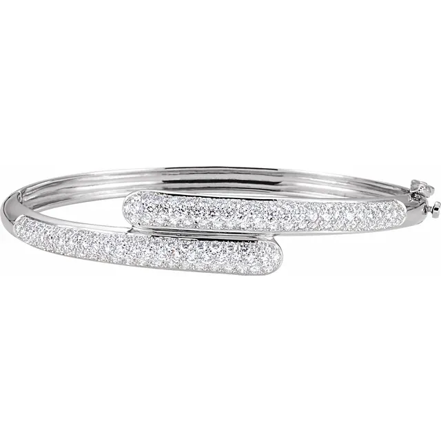 14K White 3 CTW Diamond Bangle Bracelet-