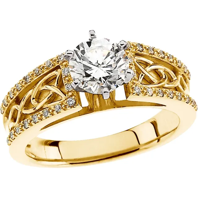 14K Yellow 1 1/4 CTW Diamond Celtic-Inspired Engagement Ring