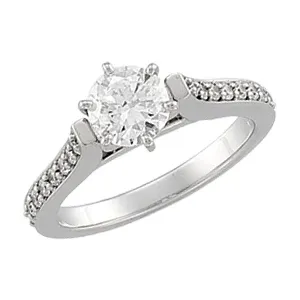 14K White 1 1/3 CTW Diamond Engagement Ring-