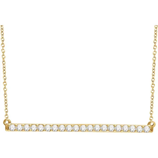 14K Yellow 1/2 CTW Diamond Bar 16-18" Necklace
