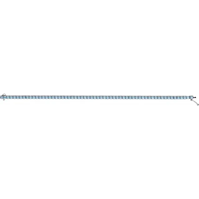 14K White Aquamarine Line 7.25" Bracelet