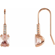14K Rose Morganite & .5 CTW Diamond Earrings