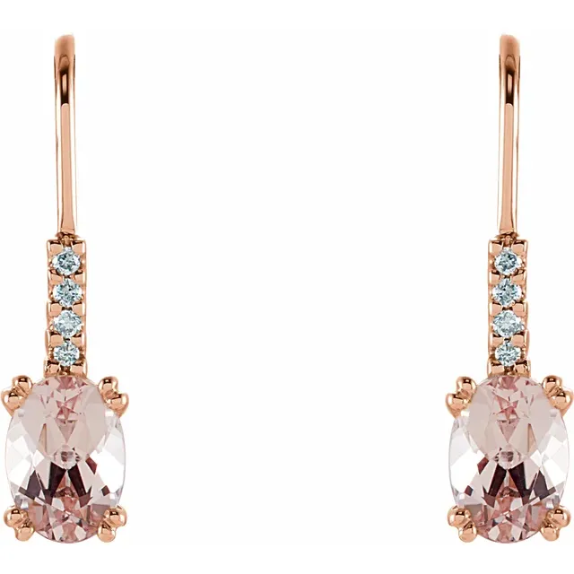 14K Rose Morganite & .5 CTW Diamond Earrings