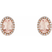 14K Rose Morganite & 1/5 CTW Diamond Earrings