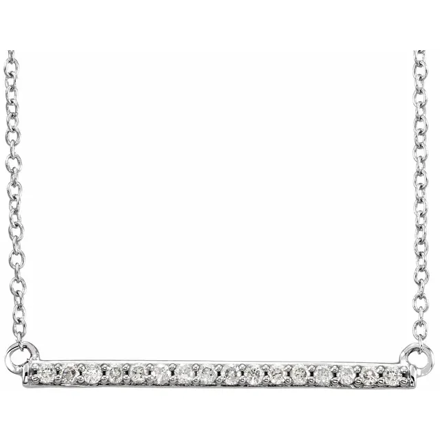 14K White 1/6 CTW Diamond Bar 18" Necklace