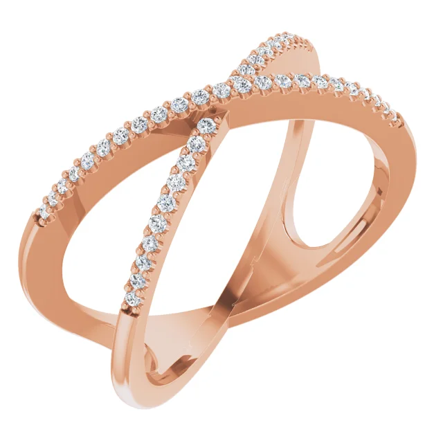 14K Rose 1/6 CTW Diamond Criss-Cross Ring-
