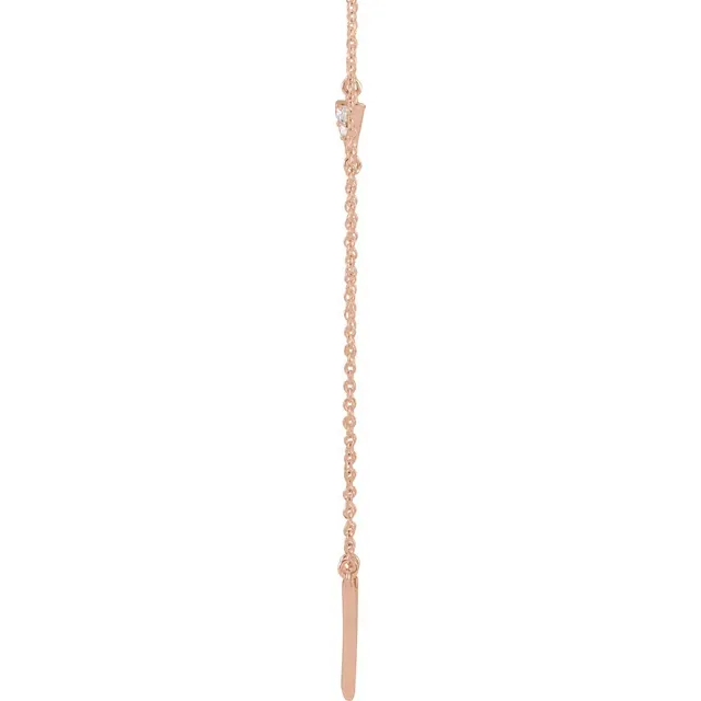 14K Rose .05 CTW Diamond Triangle 16-18" Necklace-