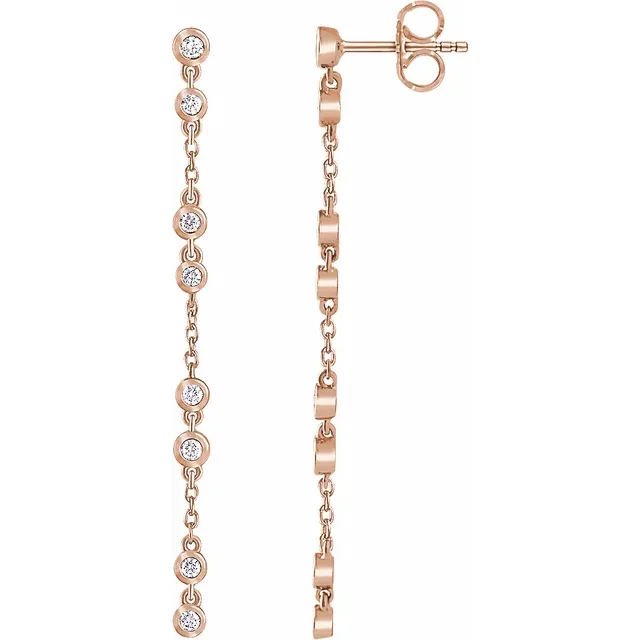 14K Rose 1/3 CTW Diamond Chain Earrings-