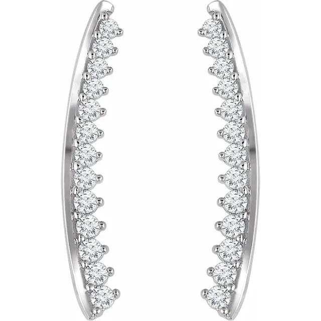 14K White 1/3 CTW Diamond Ear Climbers-