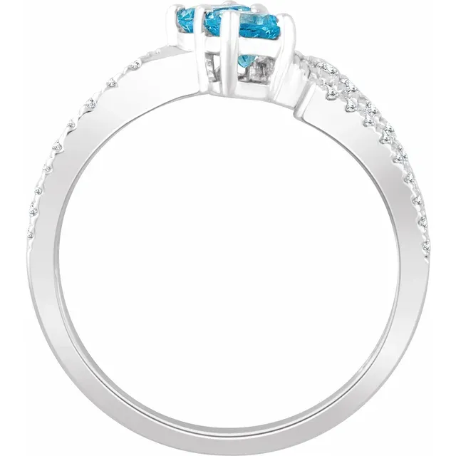 14K White Swiss Blue Topaz & 1/4 CTW Diamond Ring-7.00 (approximate standard size)-
