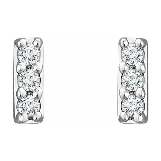 14K White .5 CTW Diamond Bar Earrings