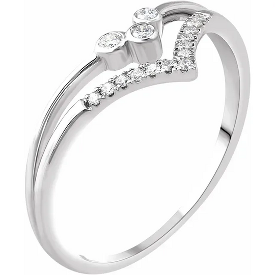 14K White 1/1 CTW Diamond "V" Ring