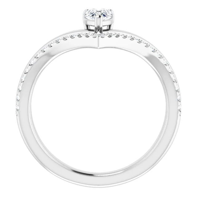 14K White 6x4 mm Pear Forever One? Moissanite & 1/6 CTW Diamond Ring-