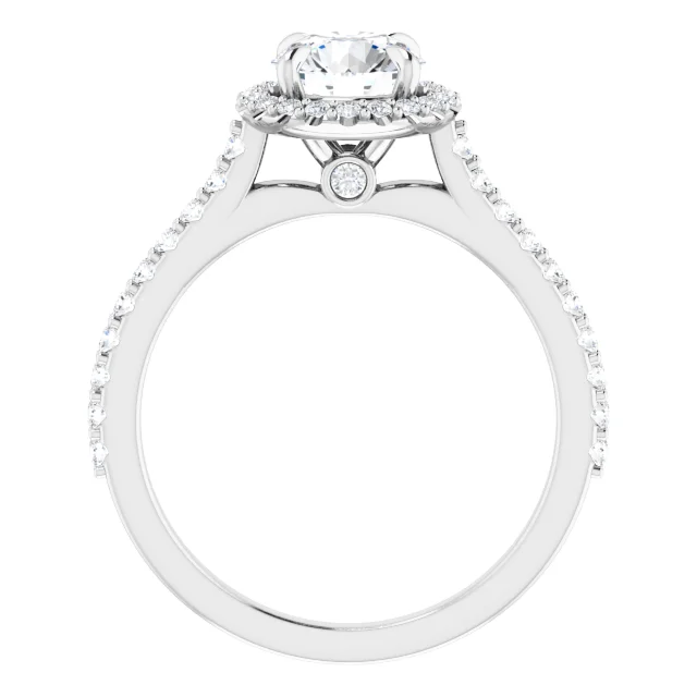 14K White 6.5 mm Round Forever One Moissanite & 1/3 CTW Diamond Engagement Ring-