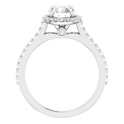 14K White 6.5 mm Round Forever One Moissanite & 1/3 CTW Diamond Engagement Ring