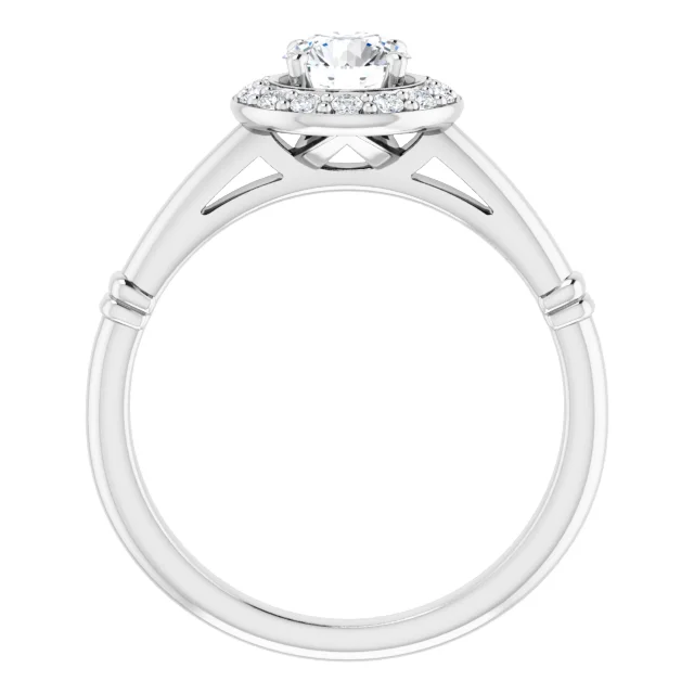 14K White 5 mm Round Forever One Moissanite & 1/8 CTW Diamond Engagement Ring-