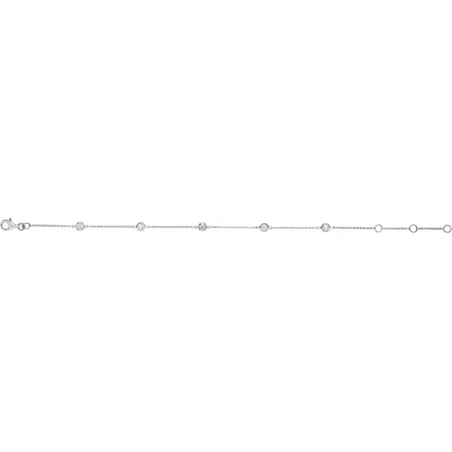 14K White 1/4 CTW Diamond Bezel-Set 5-Station Bracelet-