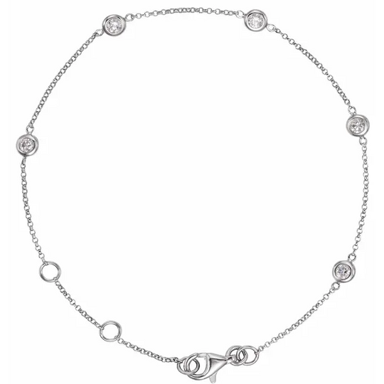 14K White 1/4 CTW Diamond Bezel-Set 5-Station Bracelet