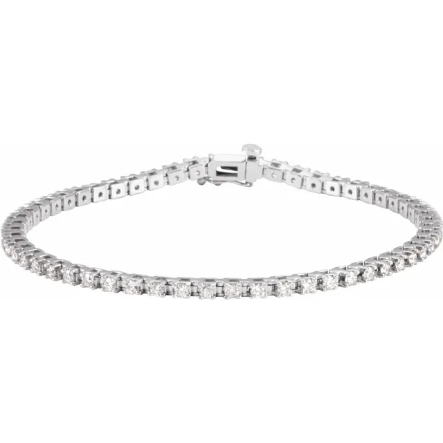 14K White 2 1/4 CTW Diamond Line 7 1/4" Bracelet-