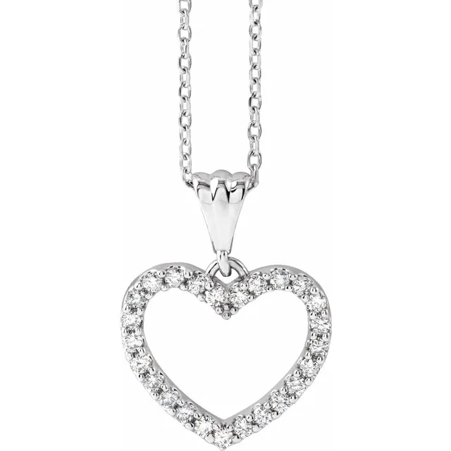 14K White 1/4 CTW Diamond Heart 18" Necklace-