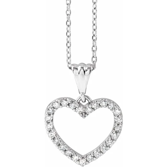 14K White 1/4 CTW Diamond Heart 18" Necklace