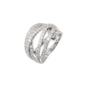 14K White 1 1/2 CTW Diamond Criss-Cross Ring Size 7