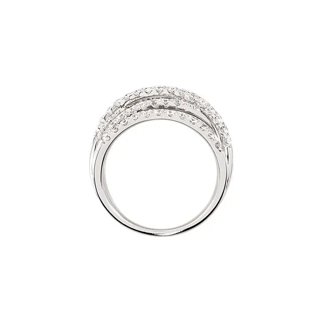 14K White 1 1/2 CTW Diamond Criss-Cross Ring Size 7-