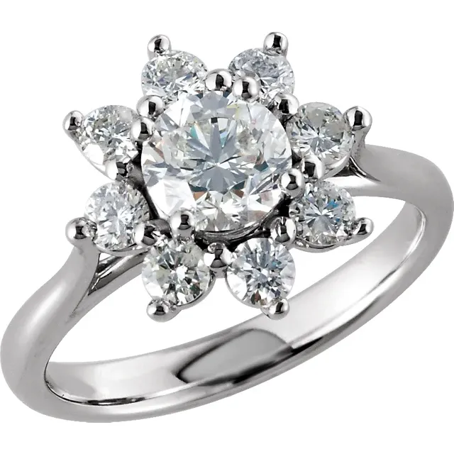 14K White 1 3/4 CTW Diamond Cluster Ring-7.00 (approximate standard size)-