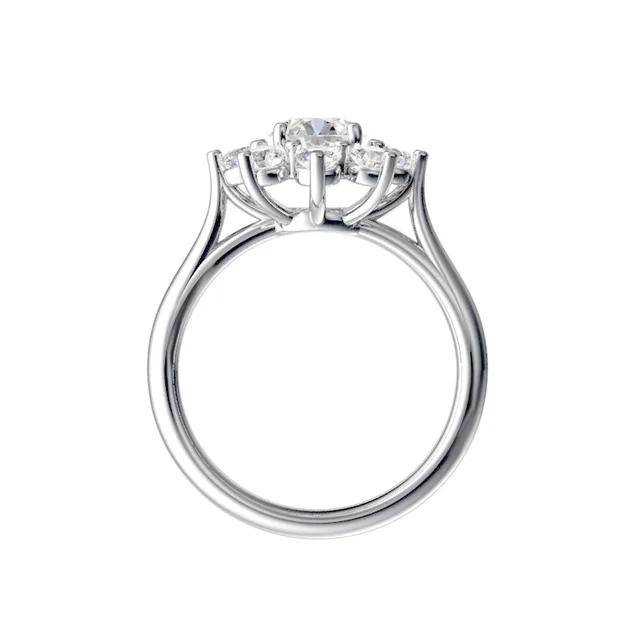 14K White 1 3/4 CTW Diamond Cluster Ring-7.00 (approximate standard size)-