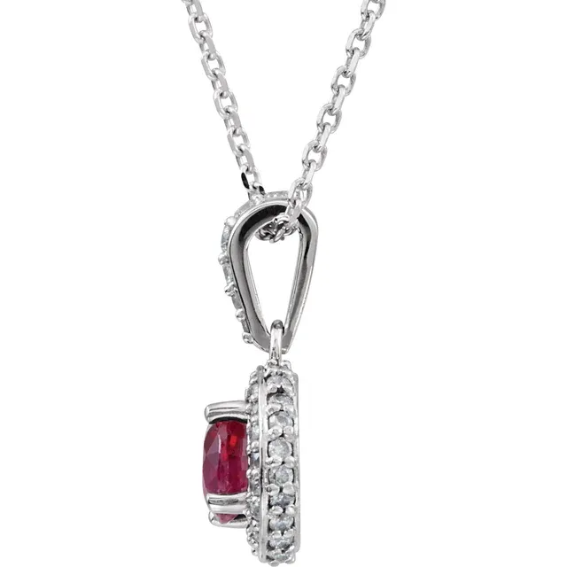 Platinum Ruby & 1/5 CTW Diamond 18" Necklace