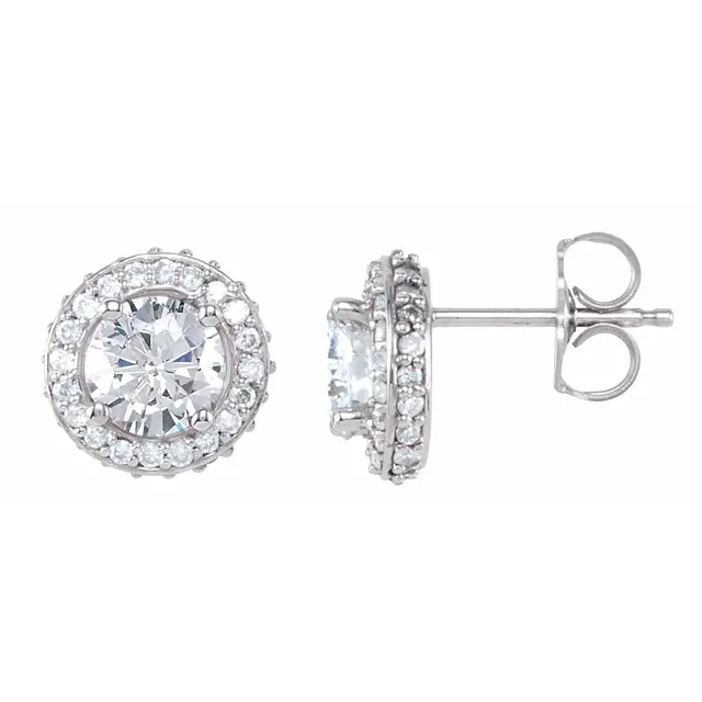 14K White 1 1/3 CTW Diamond Earrings-